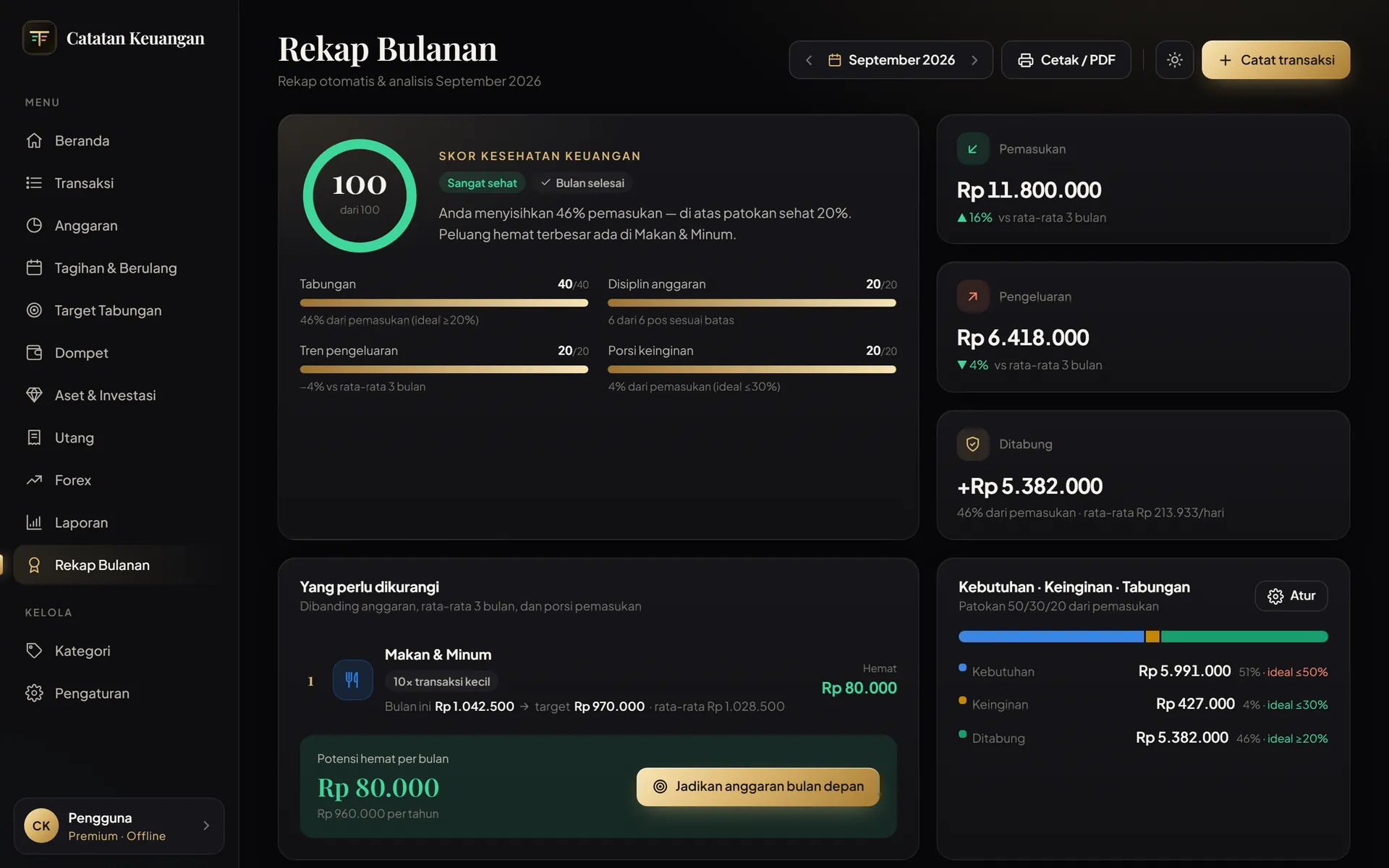 Rekap bulanan di laptop